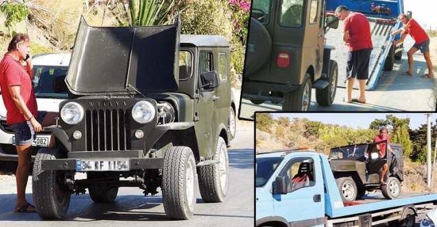 Ünlü oyuncunun  aracı bozuldu, yolda kaldı