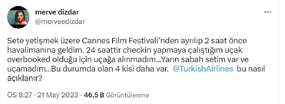  Cannes Film Festivali'nde dakikalarca ayakta alkışlanan Merve Dizdar, Türkiye'ye dönüşte uçağa alınmadı