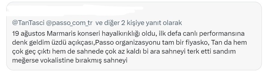 Tan Taşçı konserine gelen hayranının sitem etmesine karşılık verdi