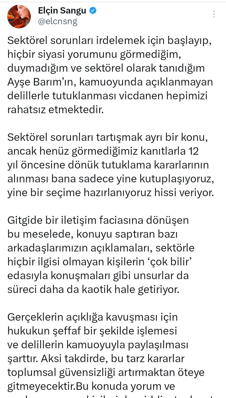 Elçin Sangu'dan Ayşe Barım açıklaması!