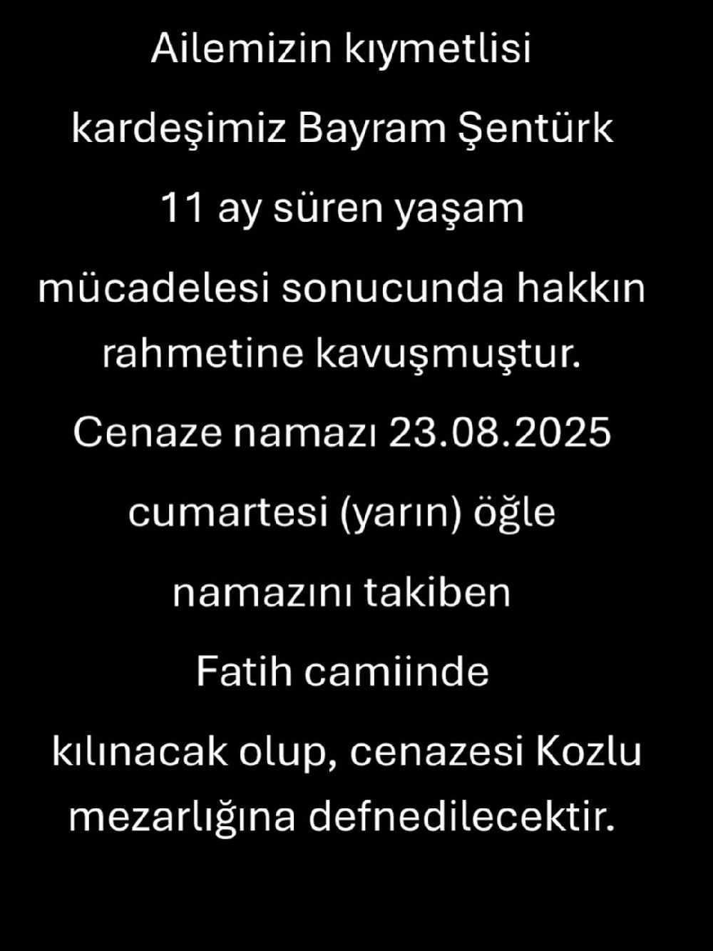 Metin Şentürk'ün acı günü