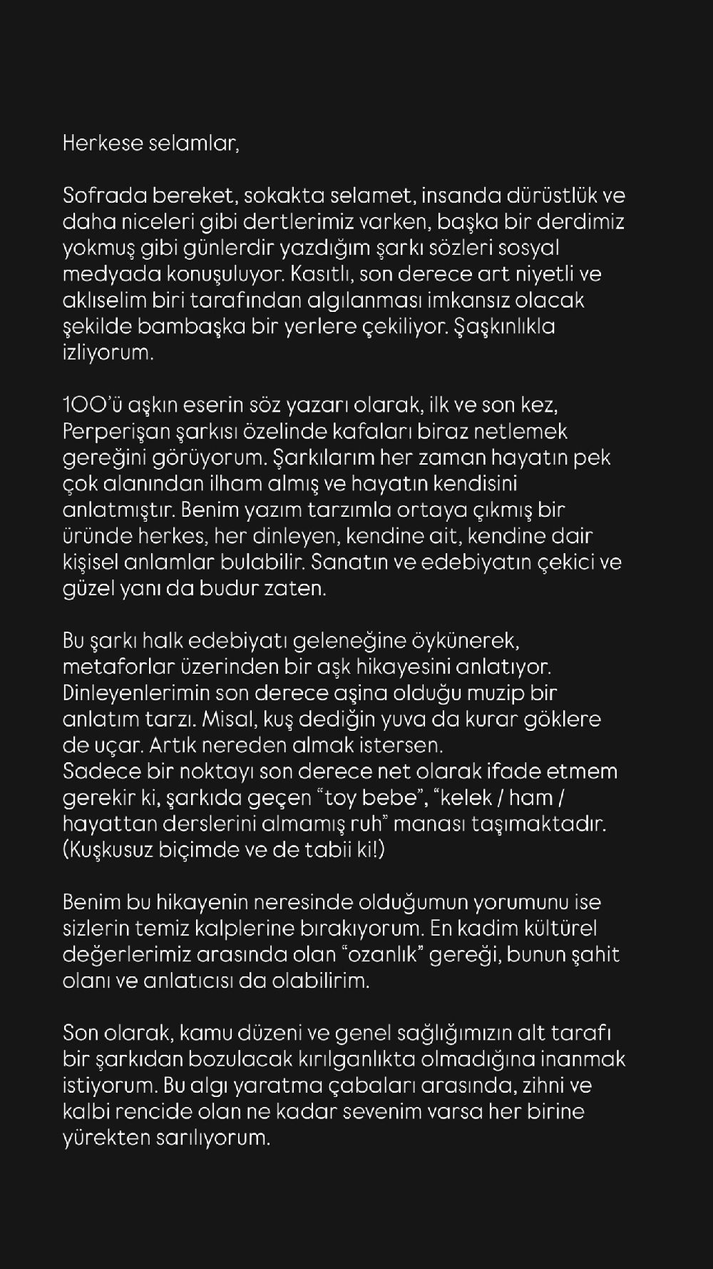 Mabel Matiz, Aile ve Sosyal Hizmetler Bakanlığı’nın Perperişan şarkısına erişim engeli talebinde bulunmasına açıklama yaptı