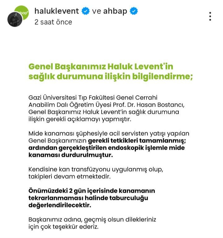 Yoğun bakımda olan Haluk Levent'in sağlık durumuyla ilgili açıklama geldi