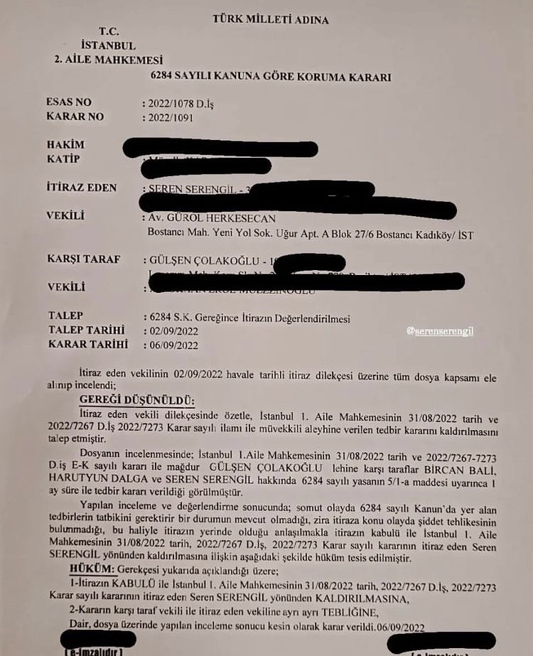 Mahkemeden Flaş Karar! Seren Serengil Açıkladı