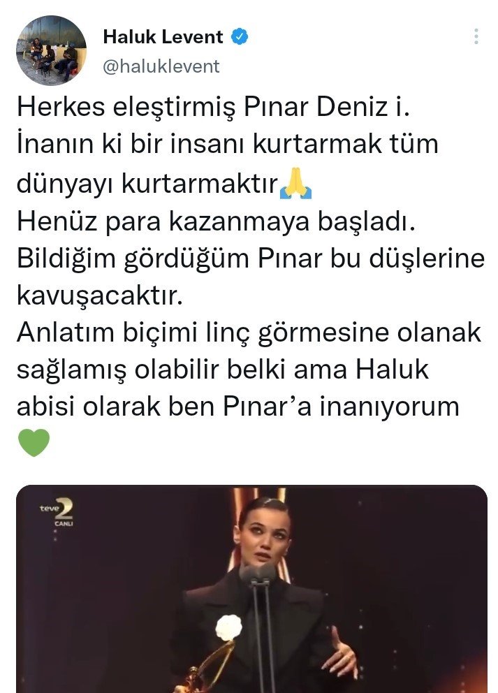Haluk Levent&#039;ten Pınar Deniz&#039;e Destek