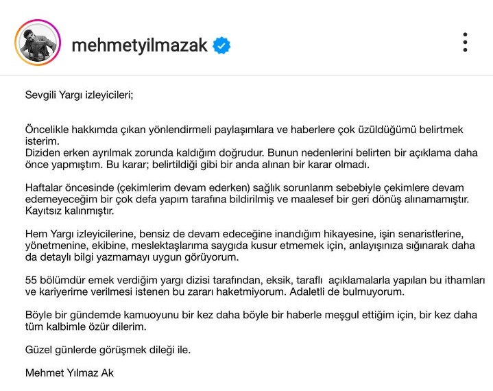 Yapım Şirketi Tarafından Sete Gelmemekle Suçlanan Mehmet Yılmaz Ak'tan Flaş Cevap