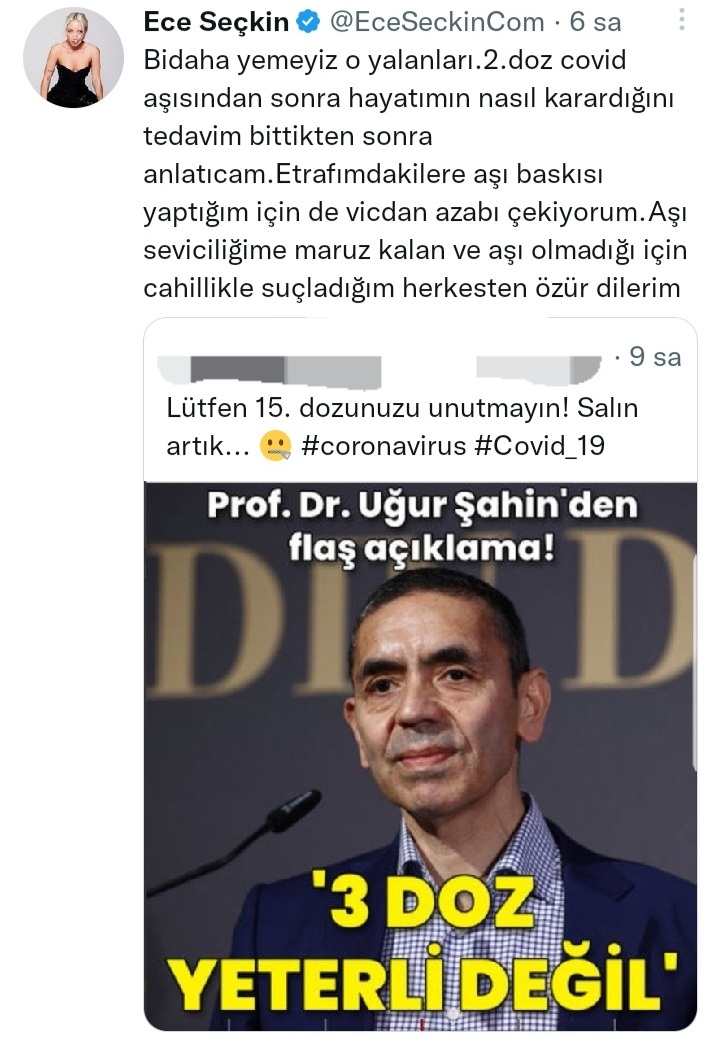 Ece Seçkin'in Aşı Tepkisi
