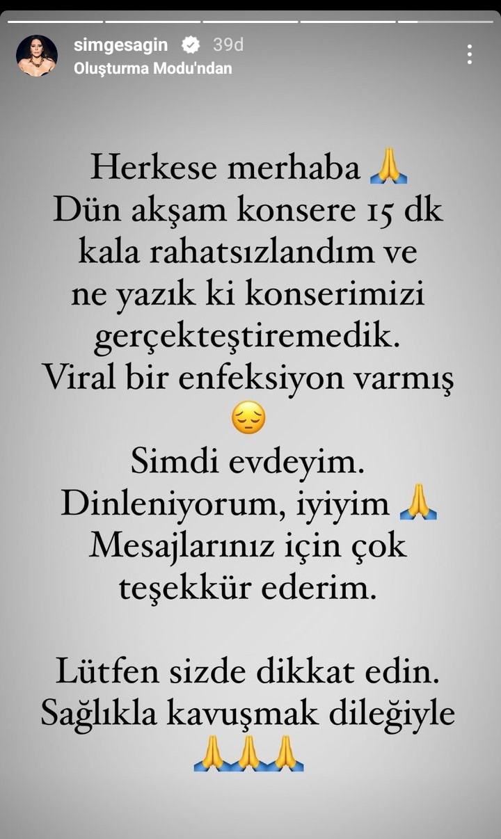 Simge Sağın Taburcu Oldu 